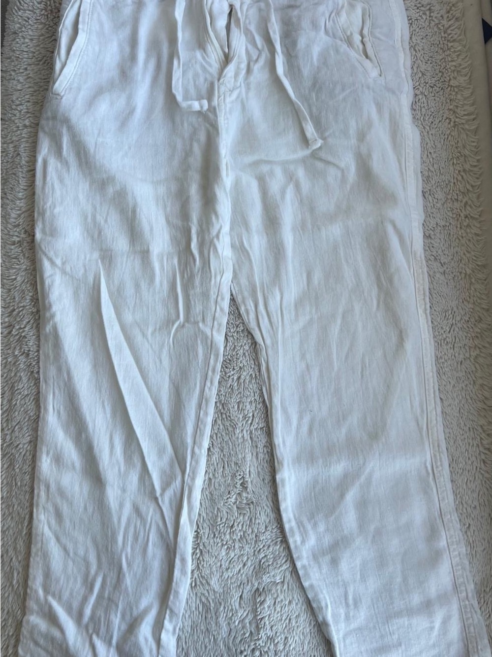 Men’s Zara White Drawstring Linen Pants